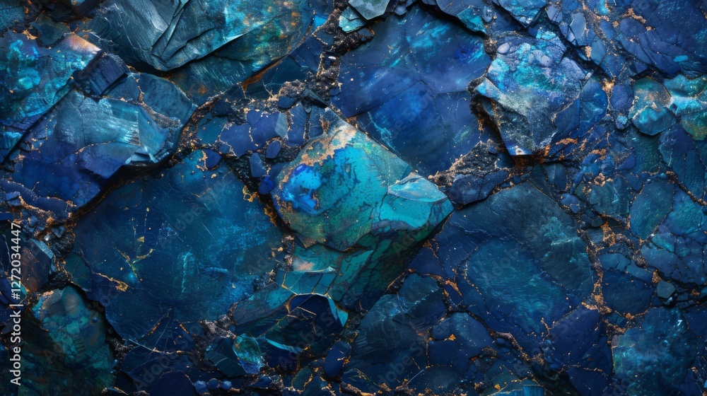 Leinwandbilder this blue stone surface features striking patterns and deep hues, creating a stunning visual effect 