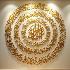 White and golden art adorned Allah's names
