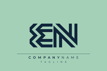 EN minimal line logo. Letter E and N vector line logo design.