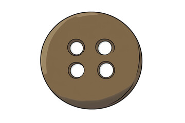 Brown Button with Four Holes, Digital Illustration