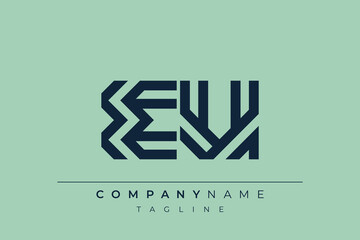 EU minimal line logo. Letter E and U vector line logo design.