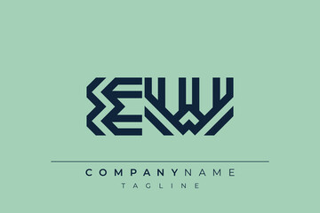 EW minimal line logo. Letter E and W vector line logo design.