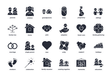 Family set icon, isolated family set sign icon, vector illustration