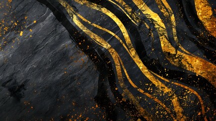 Abstrakte schwarze und goldene Wellen mit schimmernden Details &ndash; modernes Design