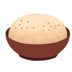 A round, soft mound of dough in a brown bowl, with a light and fluffy texture, ready for baking