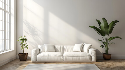 modern living room with a white sofa