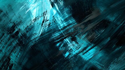 Abstrakte blaue und schwarze Pinselstriche mit dynamischer Textur &ndash; moderne Kunst