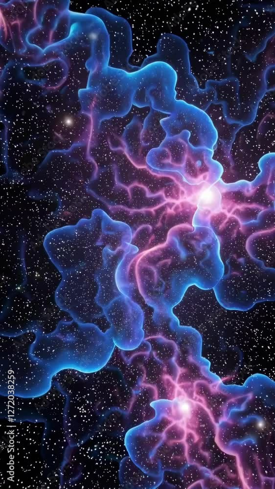Poster vibrant cosmic nebula pulsing through starstudded space in colorful celestial display