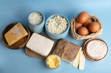 dairy products on a white background