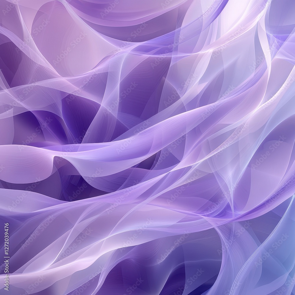 Poster abstract composition features flowing translucent lines and light gradients