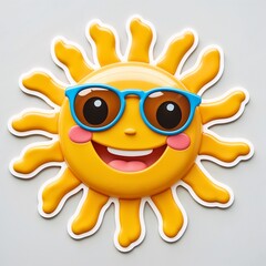 Smiling Sun Sticker with Blue Sunglasses.