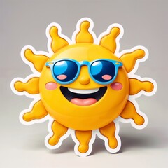 Smiling Sun Sticker with Blue Sunglasses.