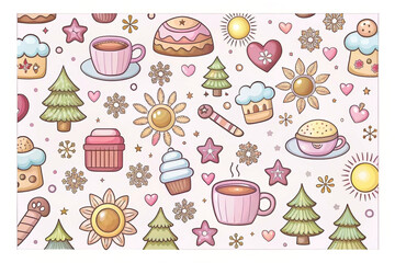 Festive winter treats pattern background