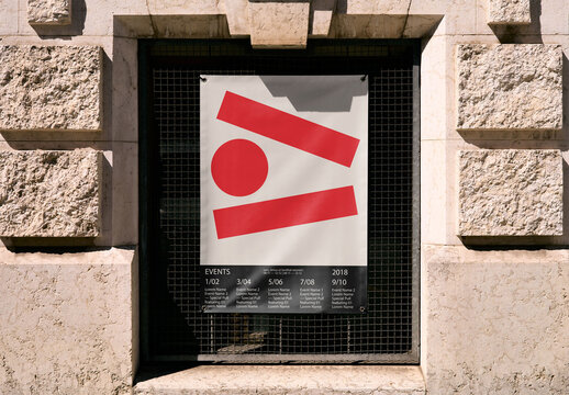 Mockup Of Vertical Customizable Poster In Window Frame
