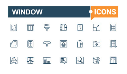 Window vector line icon set. Featuring art, home, simple, object, decor and more. Simple line vector. Solid line editable stroke. Vector line and solid icons.