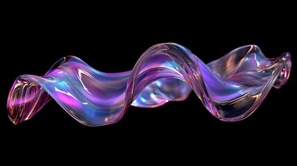 Obraz premium Colorful iridescent glass wave on black background