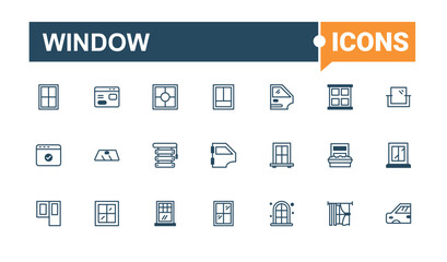 Window vector line icon set. Featuring art, home, simple, object, decor and more. Simple line vector. Solid line editable stroke. Vector line and solid icons.
