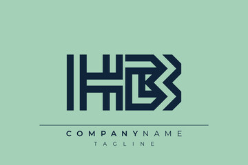 HB minimal line logo. Letter H and B vector line logo design.