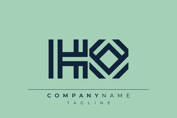 HO minimal line logo. Letter H and O vector line logo design.