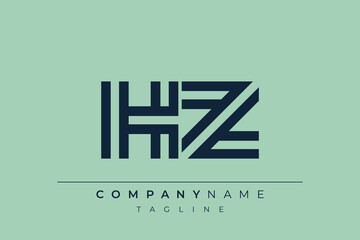 HZ minimal line logo. Letter H and Z vector line logo design.