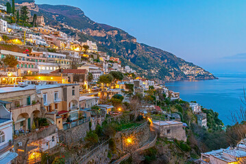 Positano is one of the picturesque mountain communities at the famous Amalfi Coast on the Tyrrhenian Sea in southern Italy. The coast is a World Heritage Site