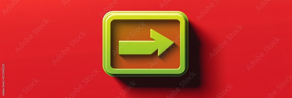 Poster clean green download arrow vector icon inside a square on a red gradient background