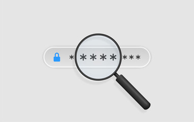 Password strength analysis, vector illustration. Personal data security on the internet. Finding or recovering a forgotten password.