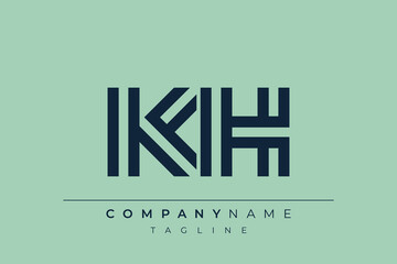 KH minimal line logo. Letter K and H vector line logo design.