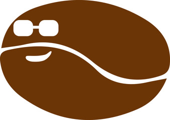 Cartoon Coffee Bean Character with Glasses