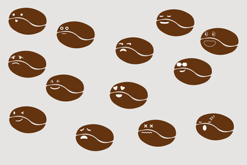 A set of coffee beans with emotions.
