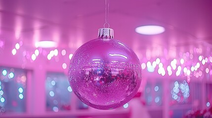 Fototapeta premium Pink Christmas Ornament in a Festive Interior