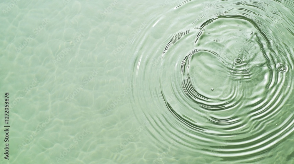 Poster gentle water ripples create mesmerizing patterns on a calm light green surface, evoking a sense of p