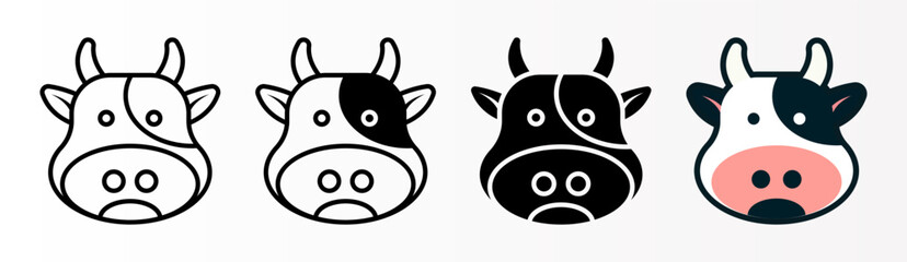 Cow icon set. cow head sign. for mobile concept and web design. vector illustration on white background