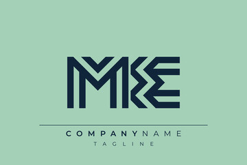 ME minimal line logo. Letter M and E vector line logo design.