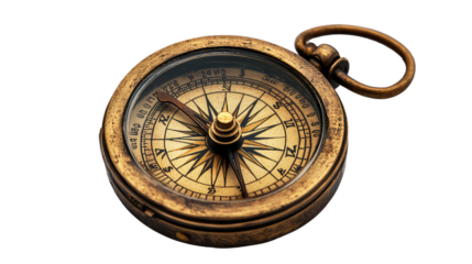 old compass isolated on transparent