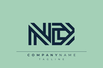 Obraz premium ND minimal line logo. Letter N and D vector line logo design.