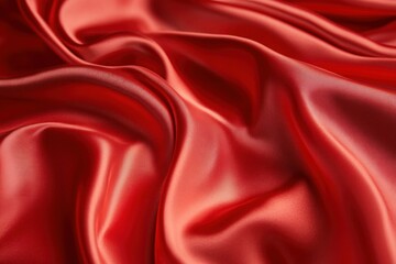 Luxurious Silky Red Fabric with Smooth Texture and Elegant Drapery for Fashion and Design Projects