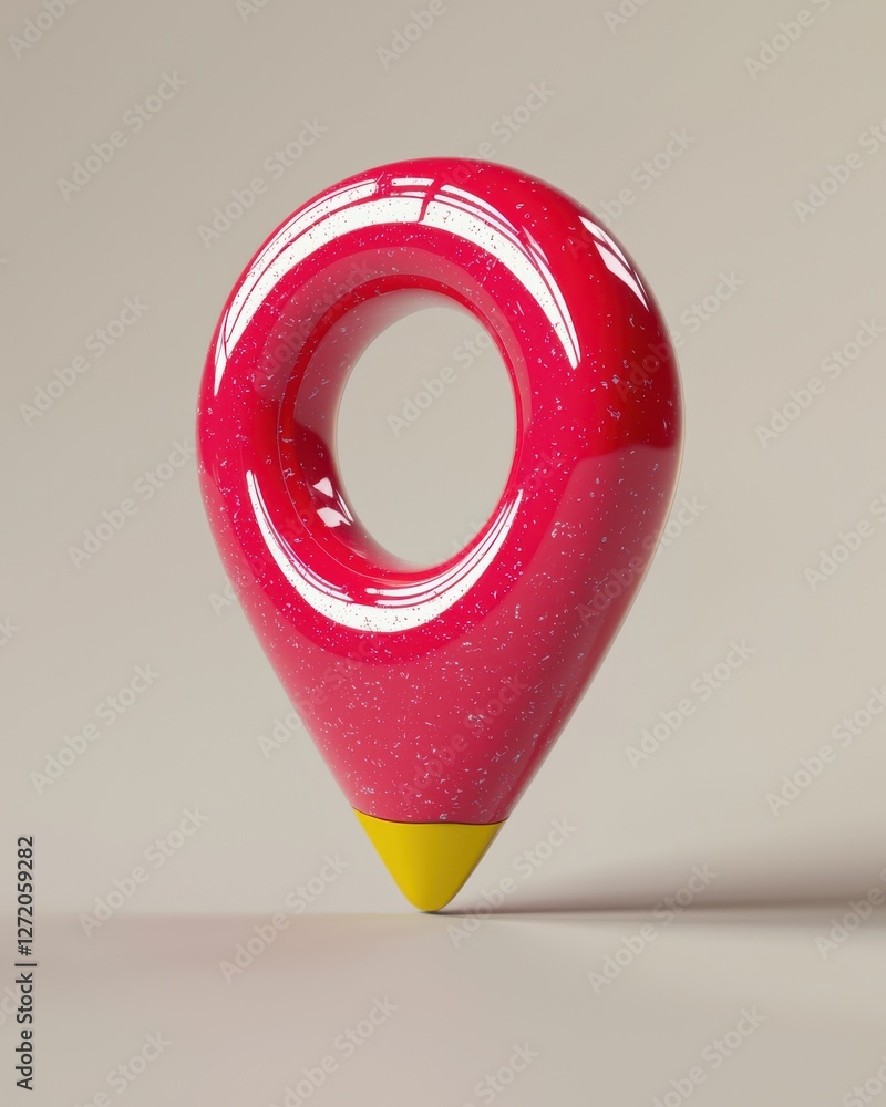 Poster glossy pink marker icon with yellow tip on soft brown background for creative projects and design el