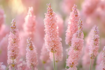 Obraz premium Delicate Pink Flowers in Soft Focus with Dreamy Pastel Background and Natural Aesthetic