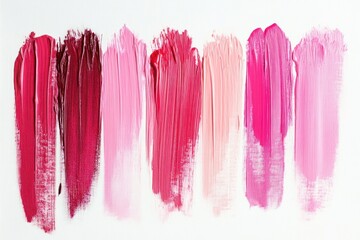 Colorful Palette of Various Shades of Pink and Red in Artistic Brush Strokes on White Background