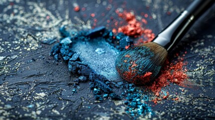 Applying makeup with a blending brush  focus on professional eyeshadow palette techniques