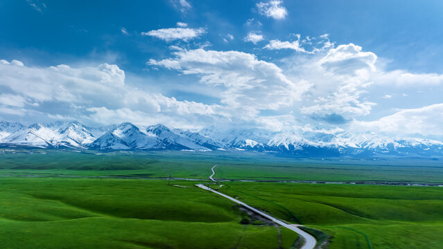 Snow Mountain Grassland in Xinjiang, China