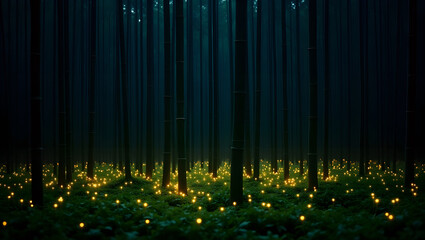 Enchanted Bamboo Forest with Fireflies