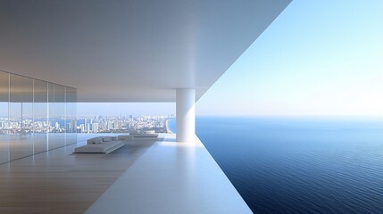 Modern penthouse ocean view city skyline luxury