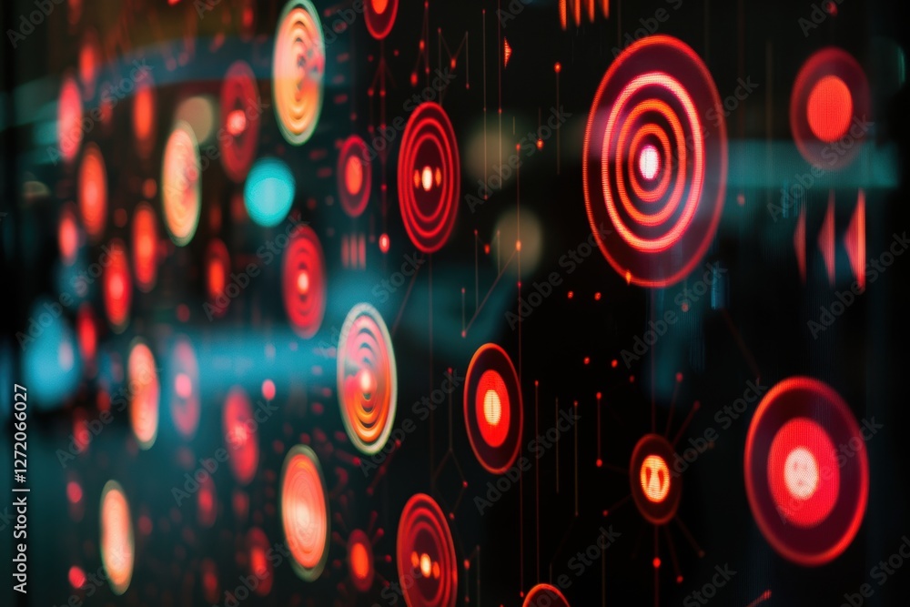 Poster futuristic interface with real-time emotional feedback and glowing mood patterns