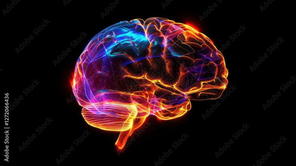 Aufkleber digital brain hologram: exploring neural activity and emotional representation in 3d