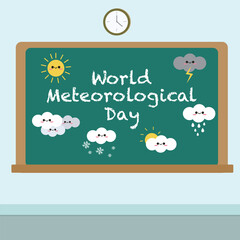 World Meteorological Day vector design for celebration. Suitable for background, template, social media, poster, flyer design, flat illustration, banner,  etc