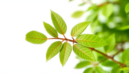 Green leaves Plant isolated, isometry. with white shades