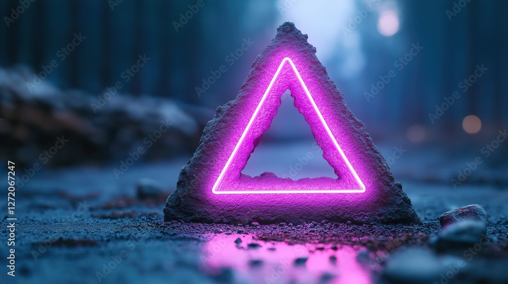 Aufkleber vibrant neon triangles create a futuristic digital tunnel with ample copyspace for customization