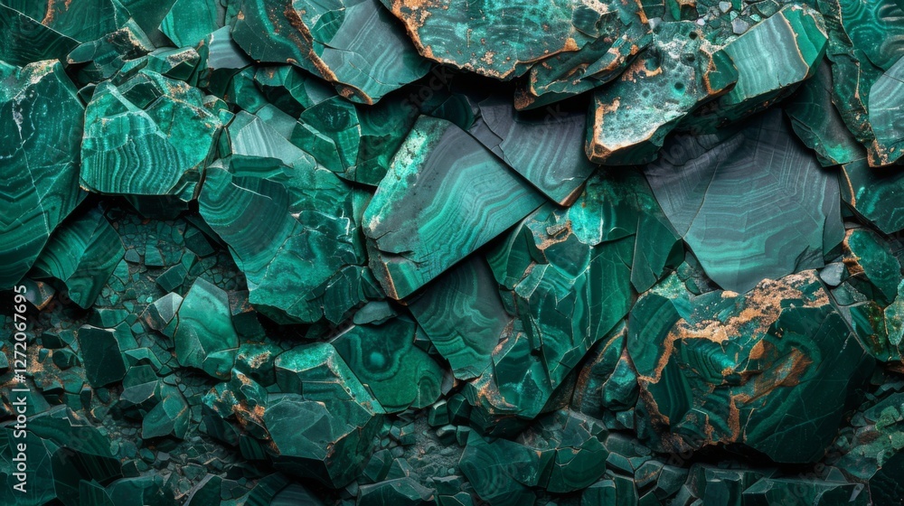 Leinwandbilder rich green malachite stones are displayed with intricate patterns and textures. the polished surface